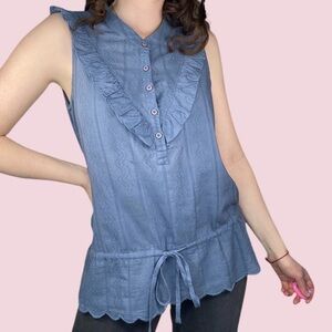 New Without Tags 100% Cotton DKNY Jeans Blue Blouse